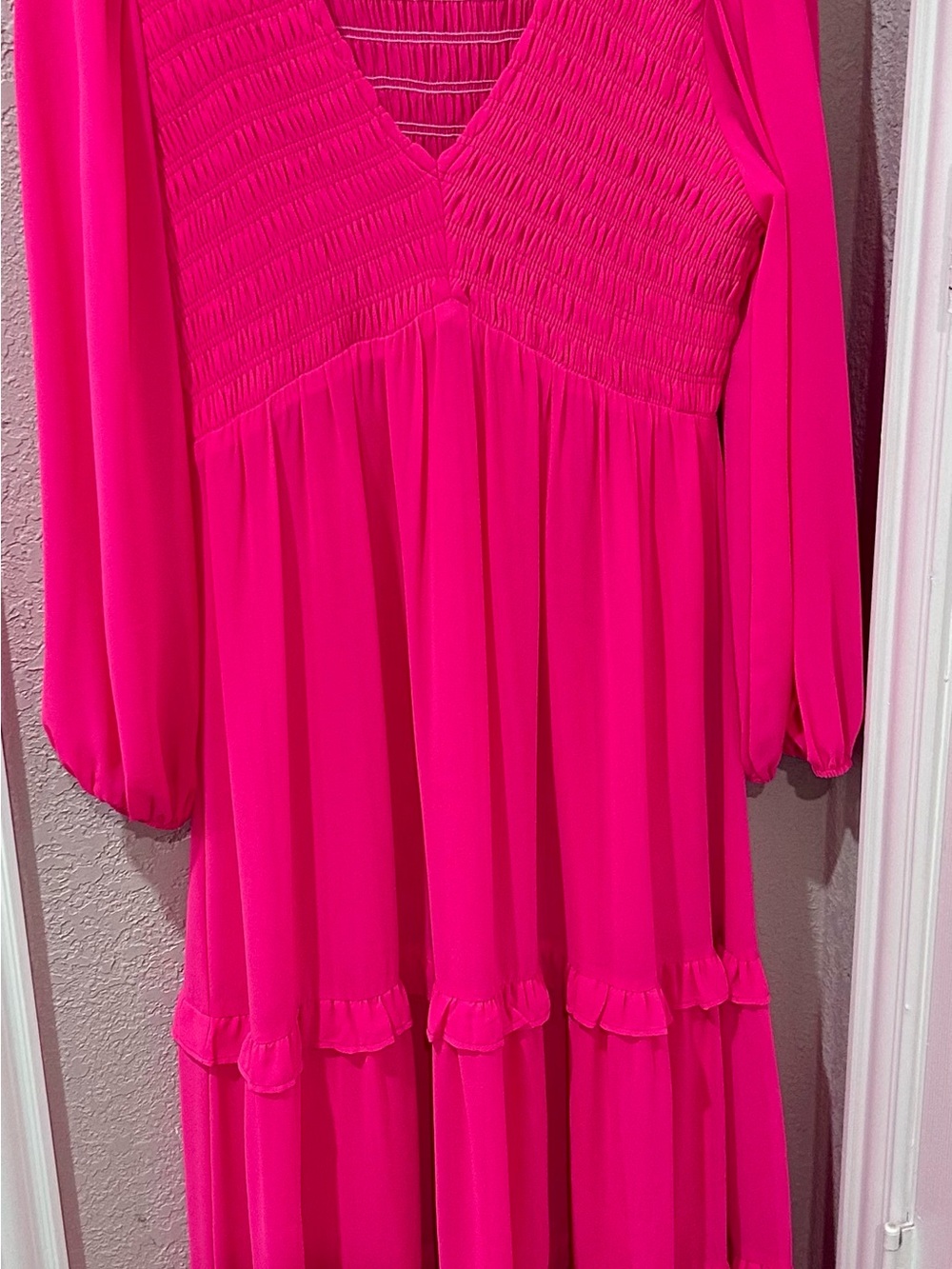 JODIFL Hot Pink Smocked Maternity Dress